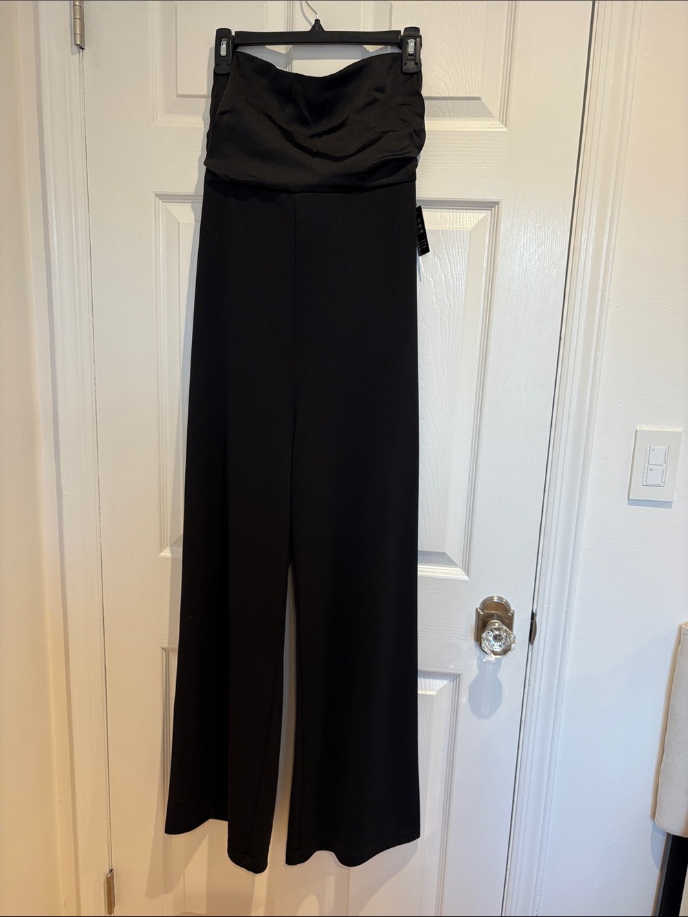 Express Black Strapless Wide-Leg Jumpsuit